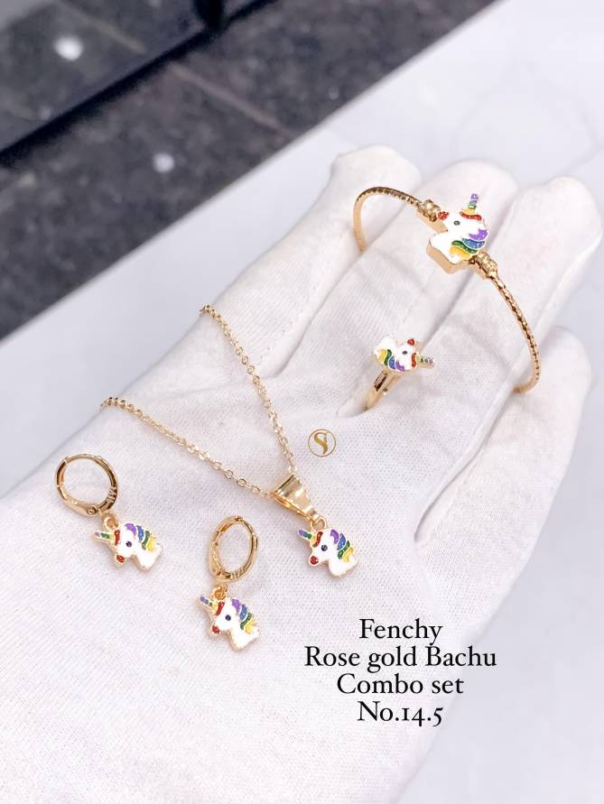 Fancy Designer Kids Wear Rose Gold Bachu Combo Set 
